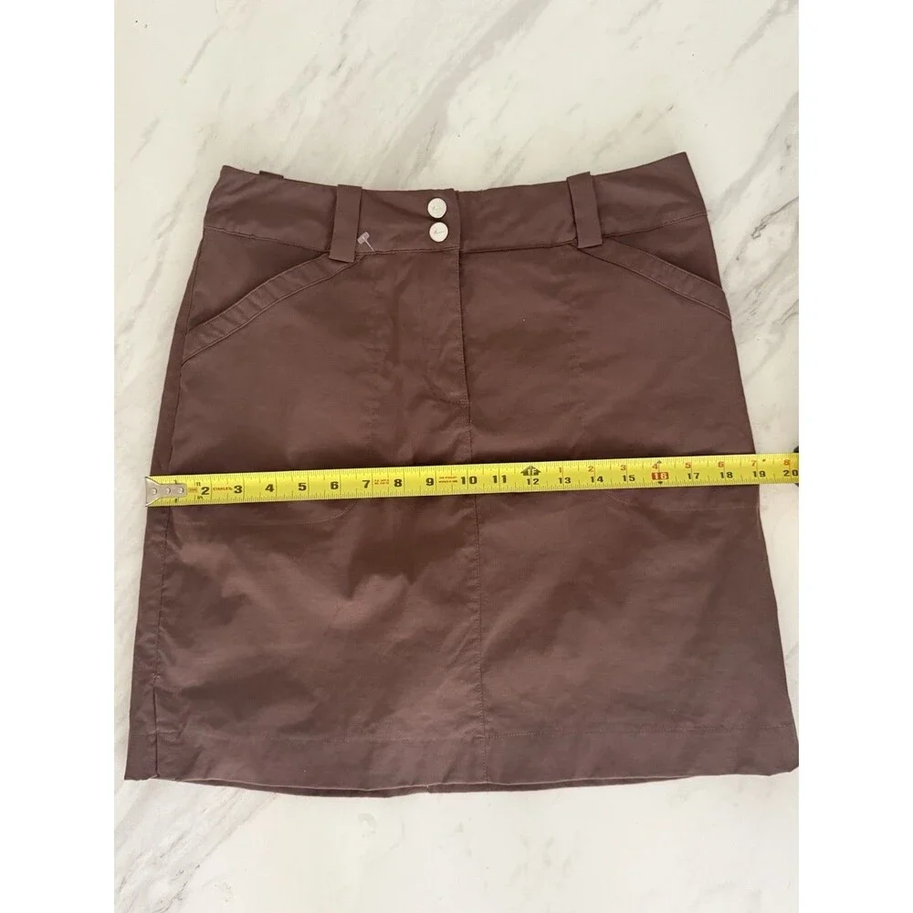 Nike Golf Skort Womens 4 Brown Fit Dry Stretch Pockets Knee Length Athletic